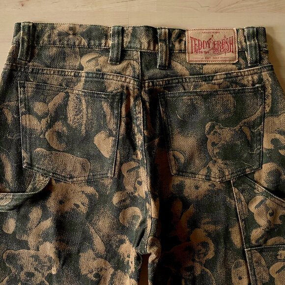 Teddy Fresh Unisex Brown Teddy Bears Straight Leg Carpenter Jeans Pants size 28 - Picture 5 of 7